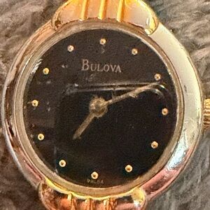 Bulova Black Dial Gold-Tone Women's Dress Watch
